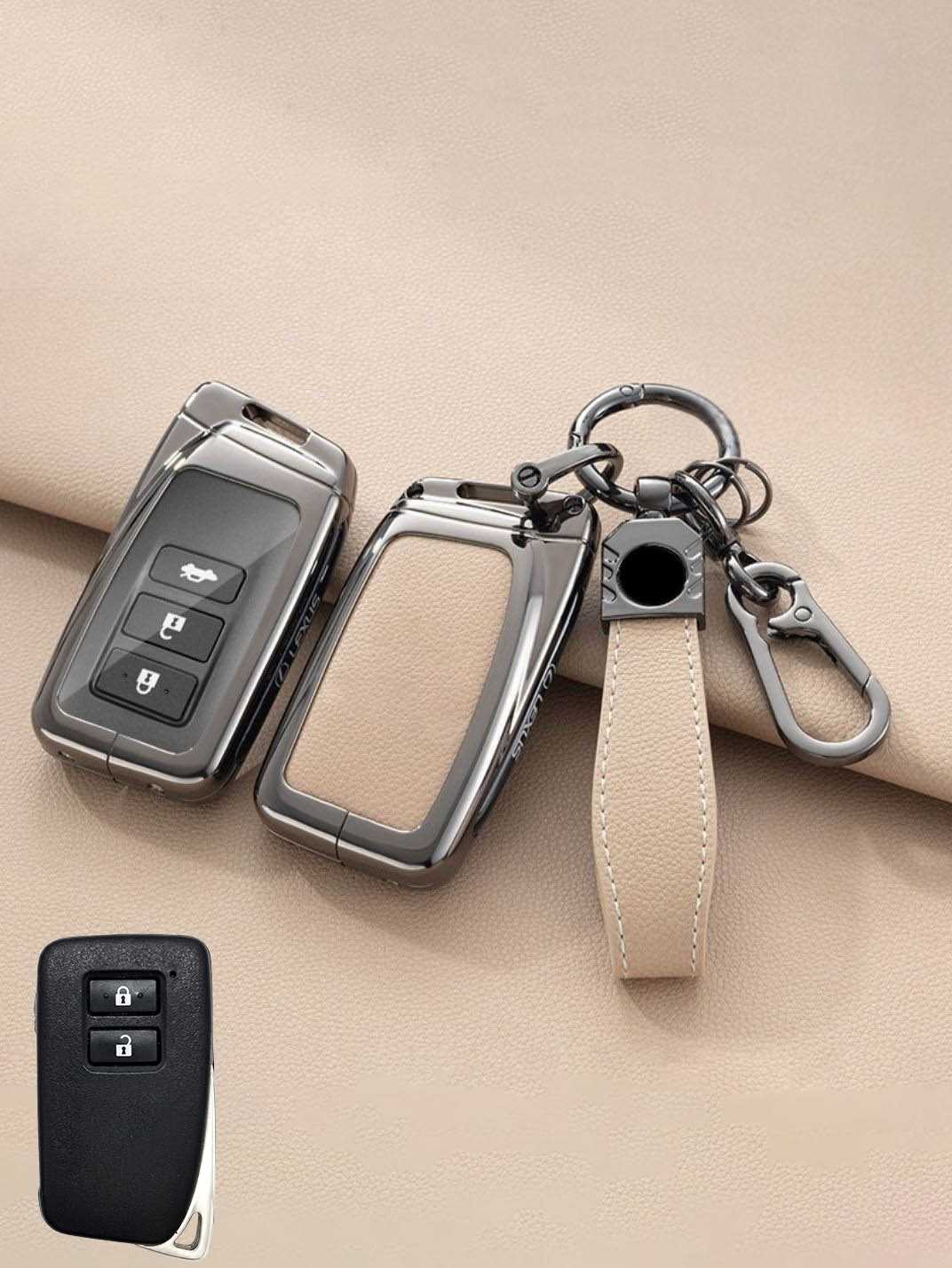 Lexus Key Fob Cover with Leather & Metal Frame