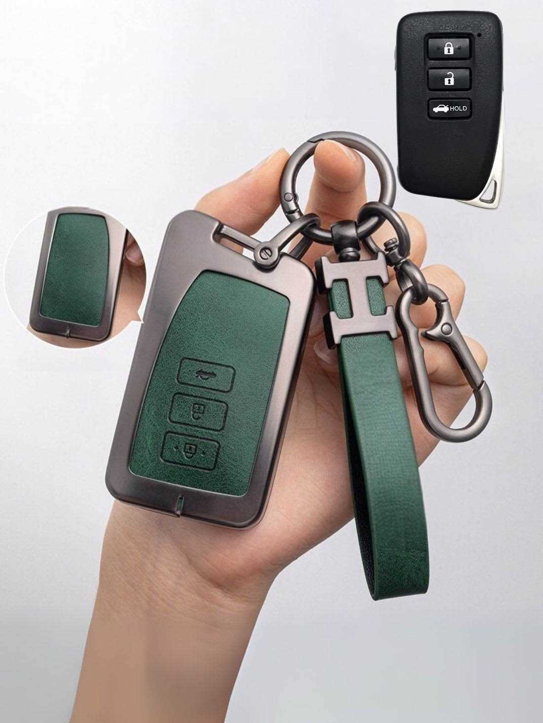 Lexus Key Fob Cover with Leather & Metal Frame