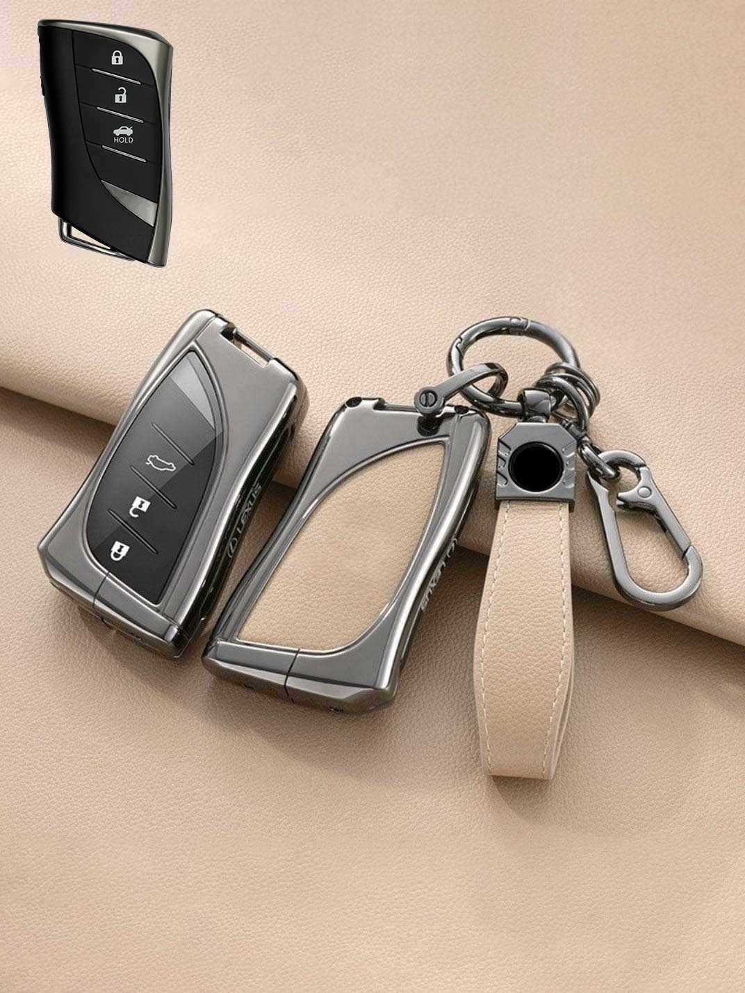 Lexus Key Fob Cover with Leather & Metal Frame