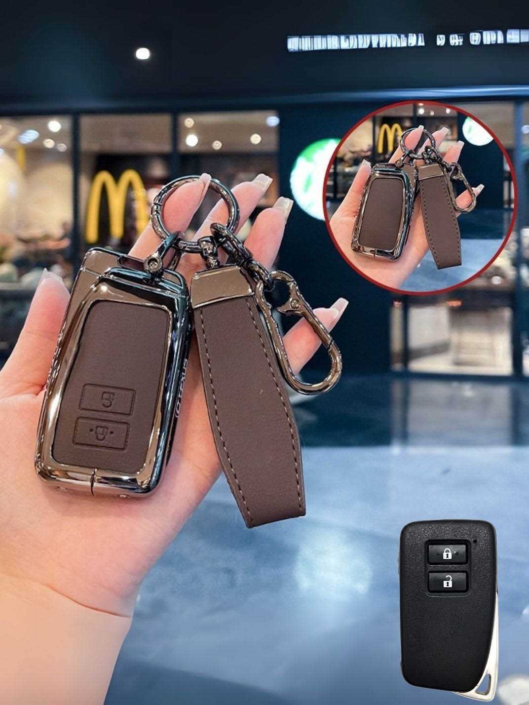 Lexus Key Genuine Leather & Metal Frame