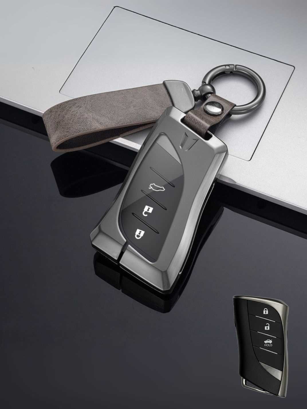Vintage Leather Metal Alloy Lexus Key Cover
