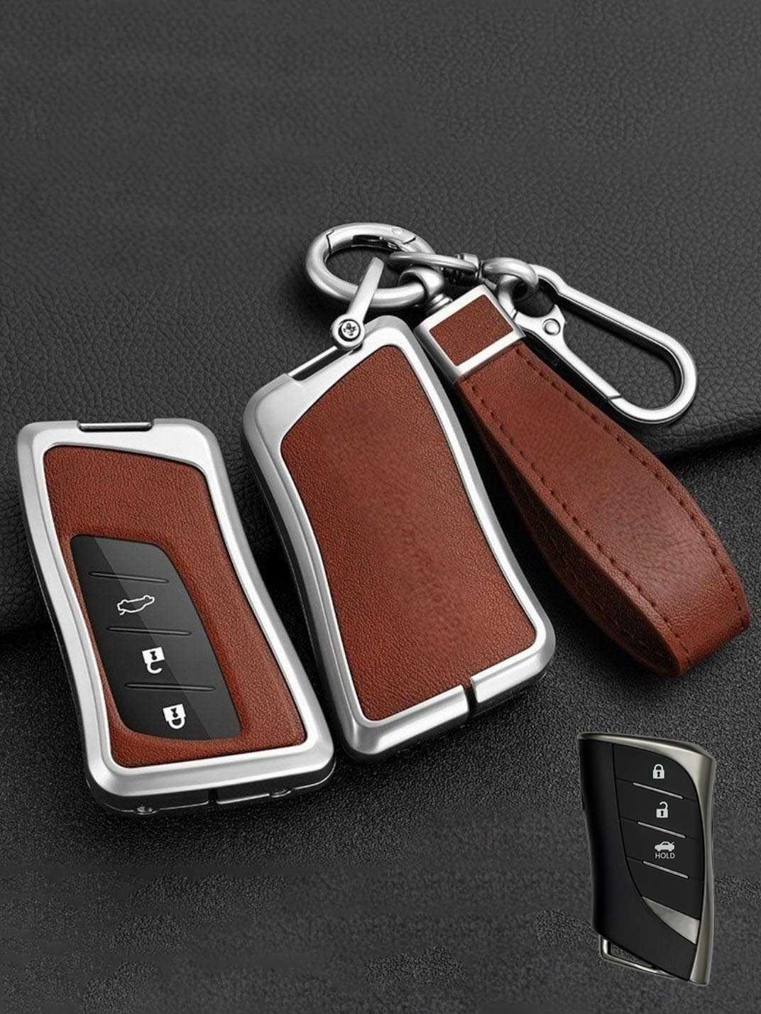 Lexus Key Fob Cover with Leather & Metal Frame