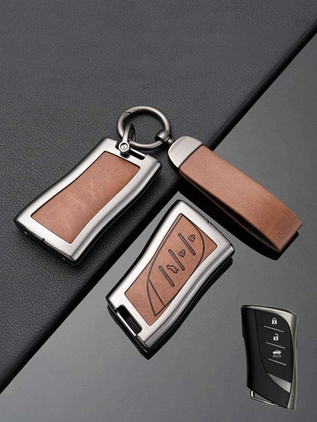 Lexus Key Genuine Leather & Metal Frame