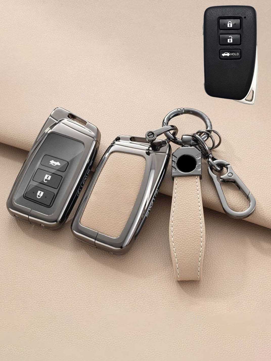 Lexus Key Fob Cover with Leather & Metal Frame