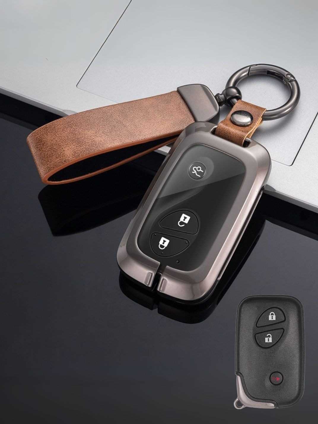 Lexus Key Fob Cover with Leather & Metal Frame