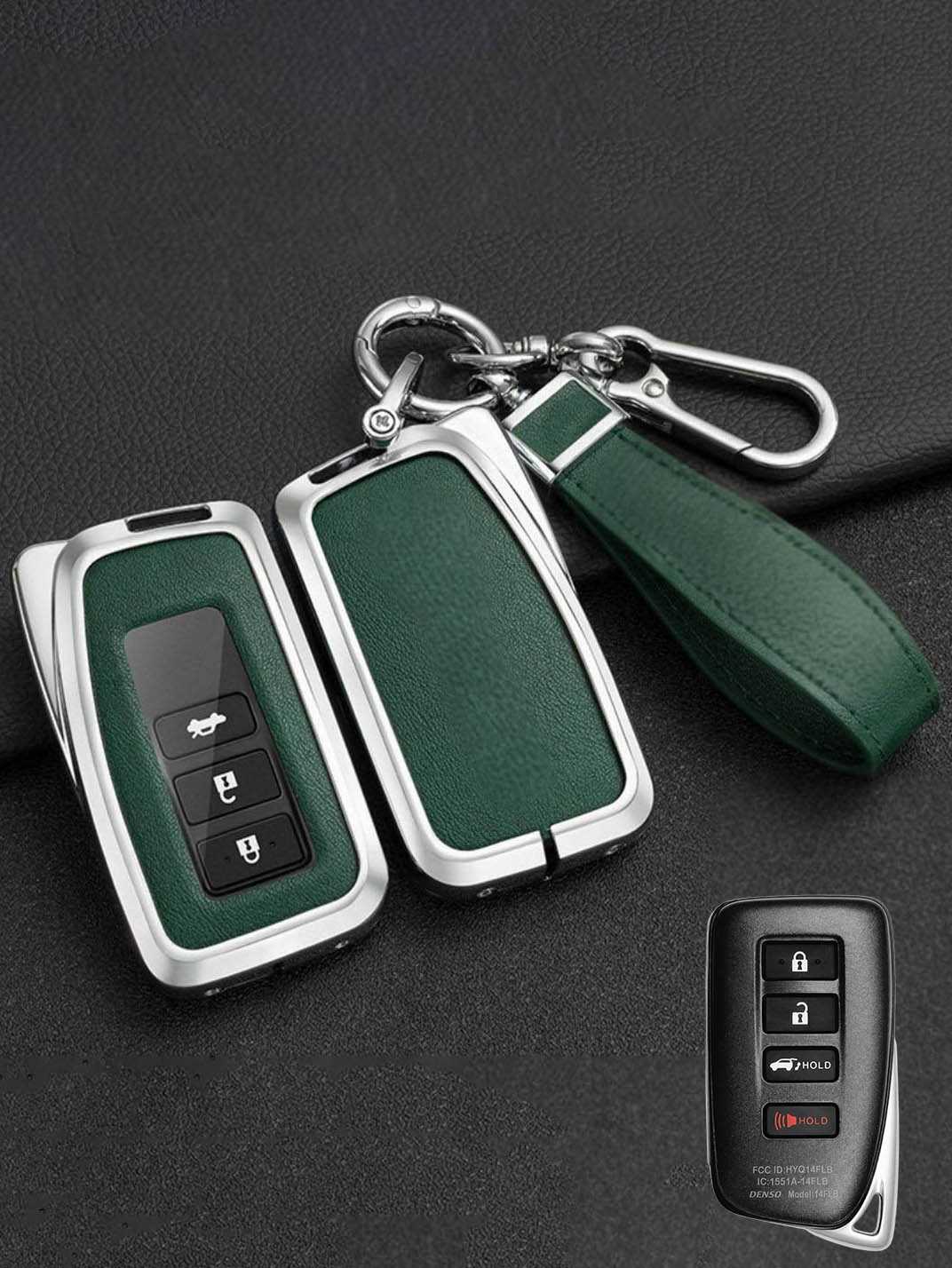 Lexus Key Fob Cover with Leather & Metal Frame