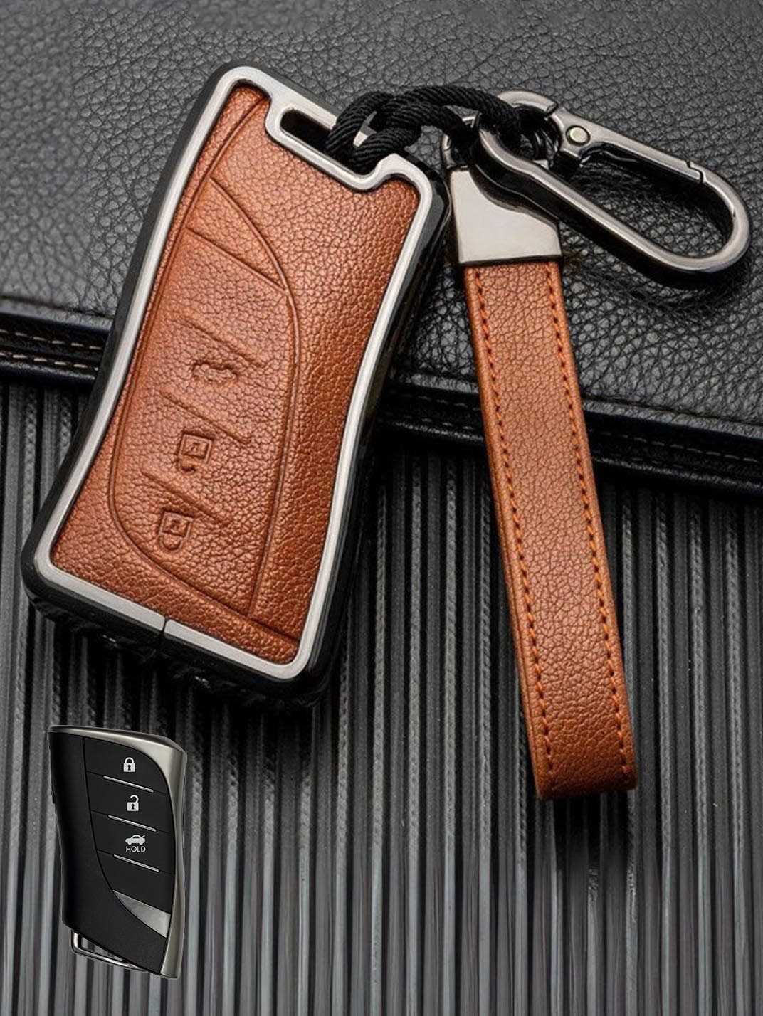 Lexus Key Fob Cover with Leather & Metal Frame
