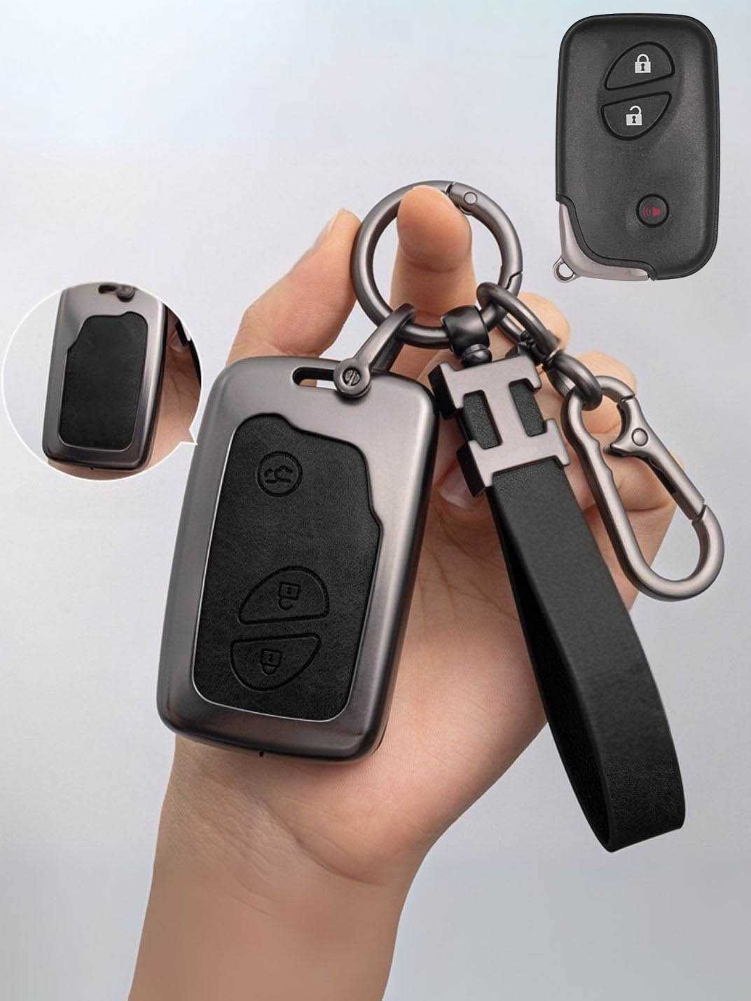 Lexus Key Fob Cover with Leather & Metal Frame