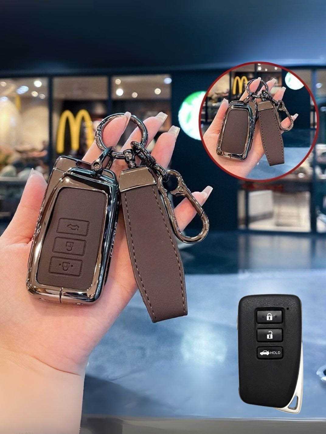 Vintage Leather Metal Alloy Lexus Key Cover