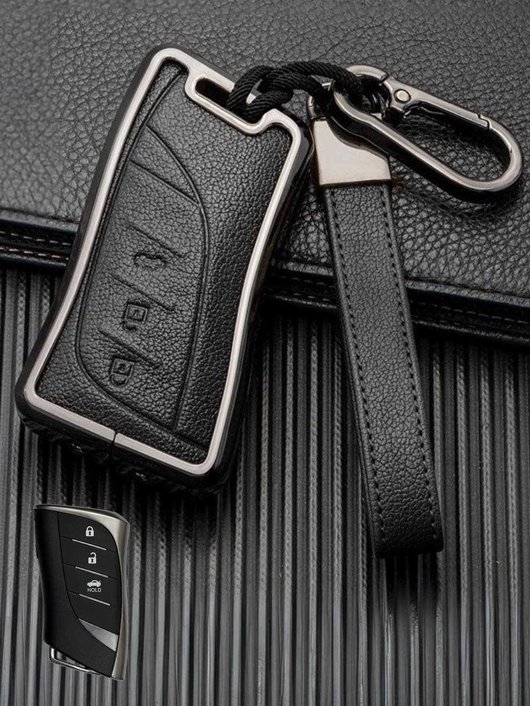 Lexus Key Fob Cover with Leather & Metal Frame
