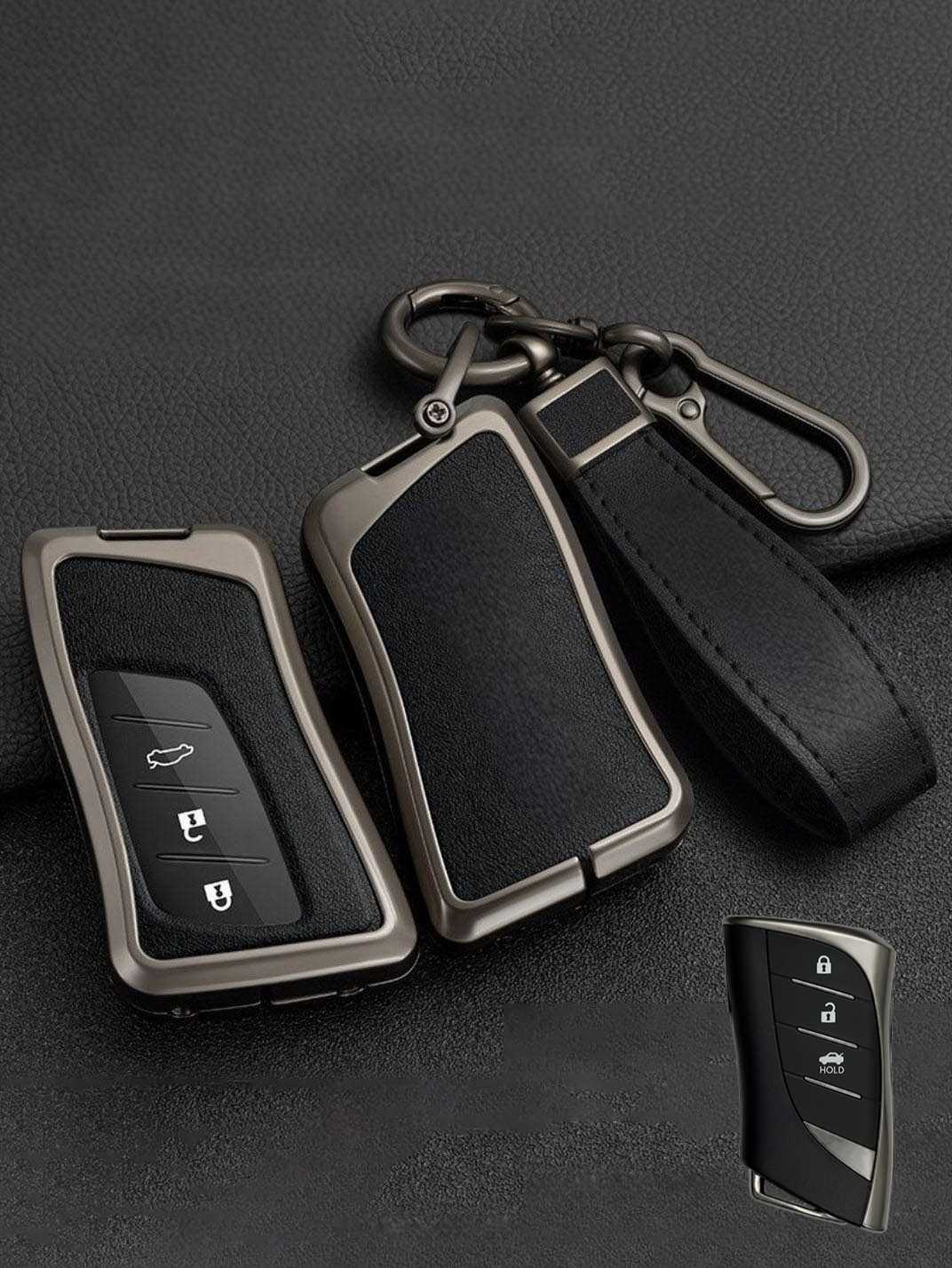 Lexus Key Fob Cover with Leather & Metal Frame