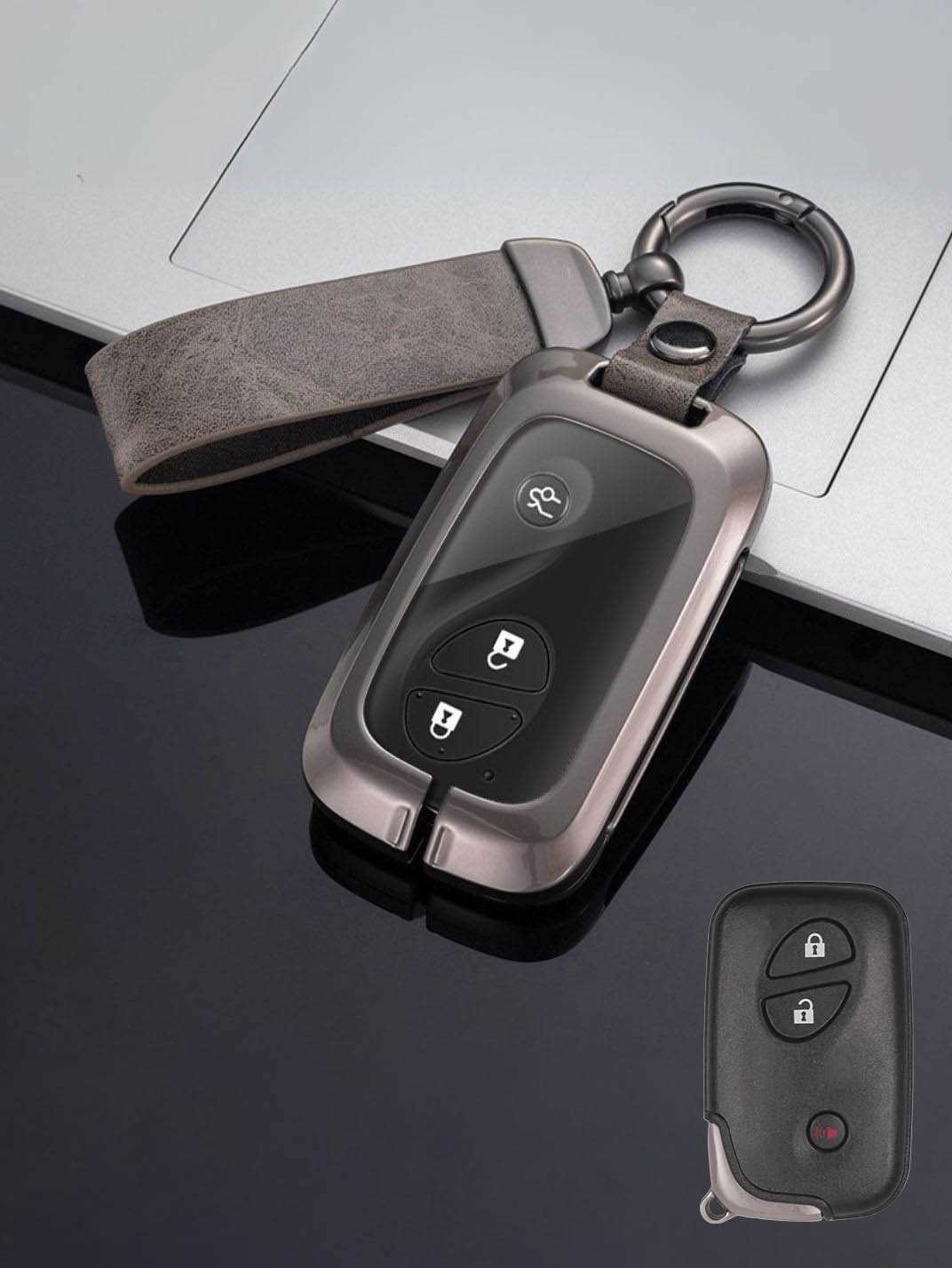 Lexus Key Fob Cover with Leather & Metal Frame
