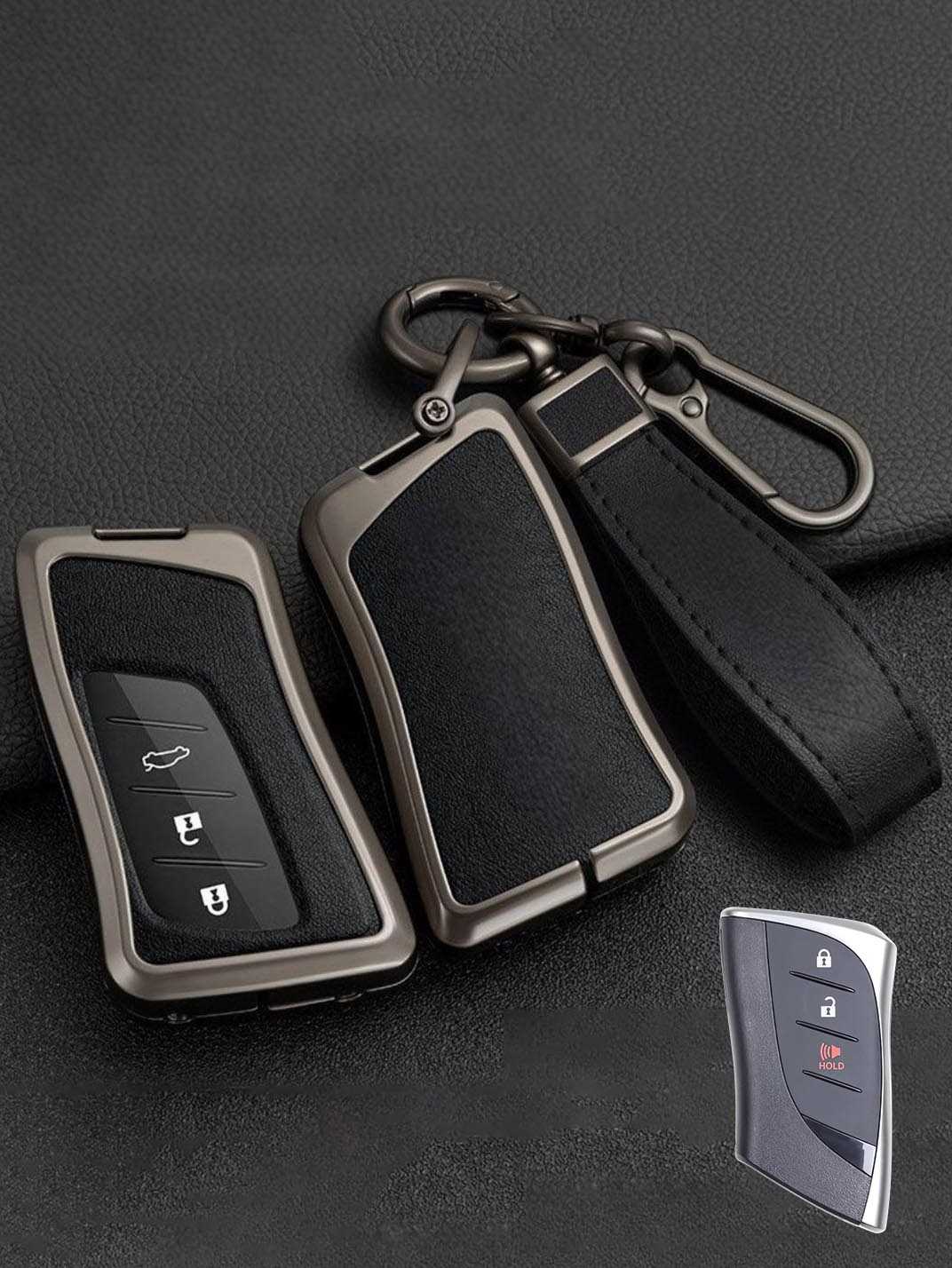 Lexus Key Fob Cover with Leather & Metal Frame
