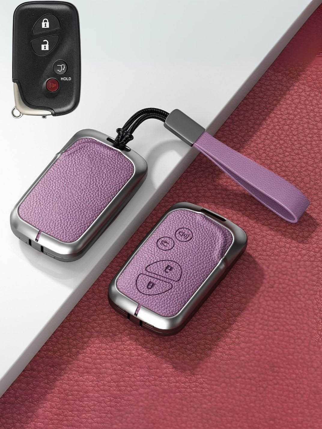 Lexus Key Fob Cover with Leather & Metal Frame