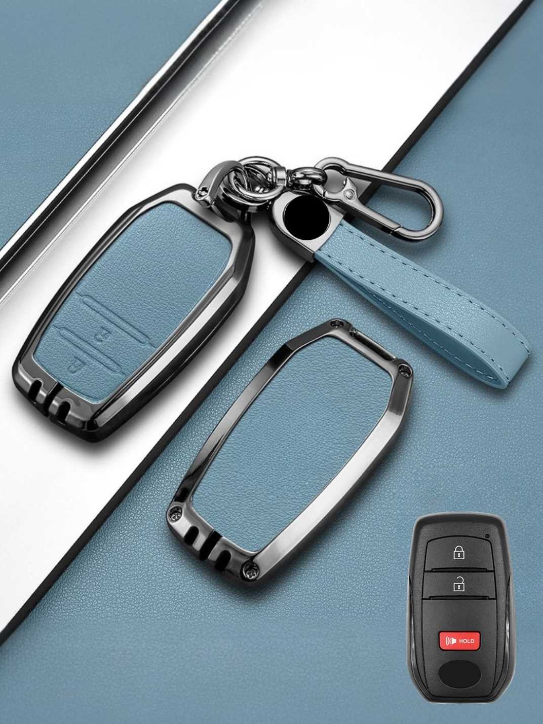 Vintage Leather Metal Alloy Toyota Key Cover