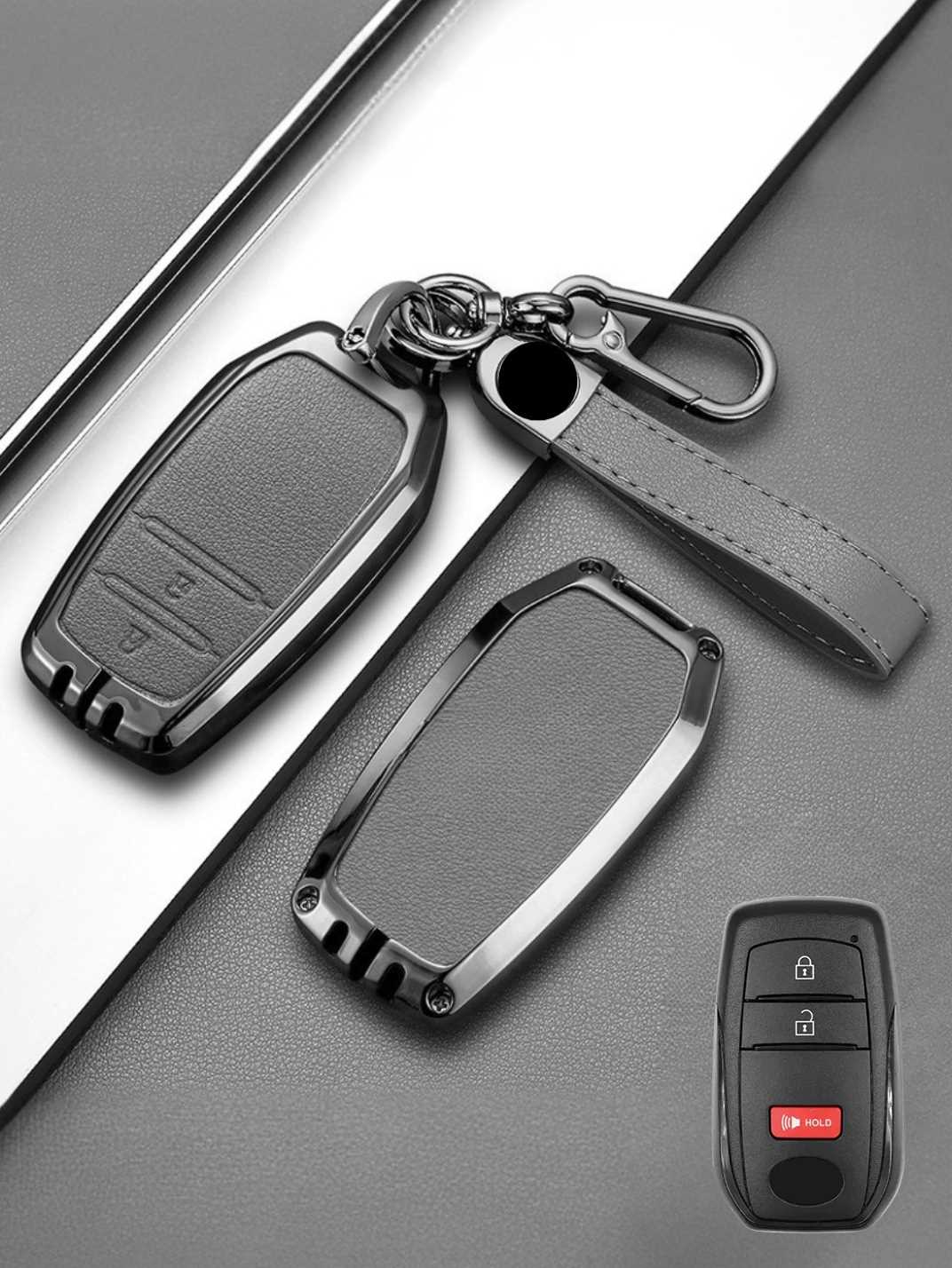 Vintage Leather Metal Alloy Toyota Key Cover