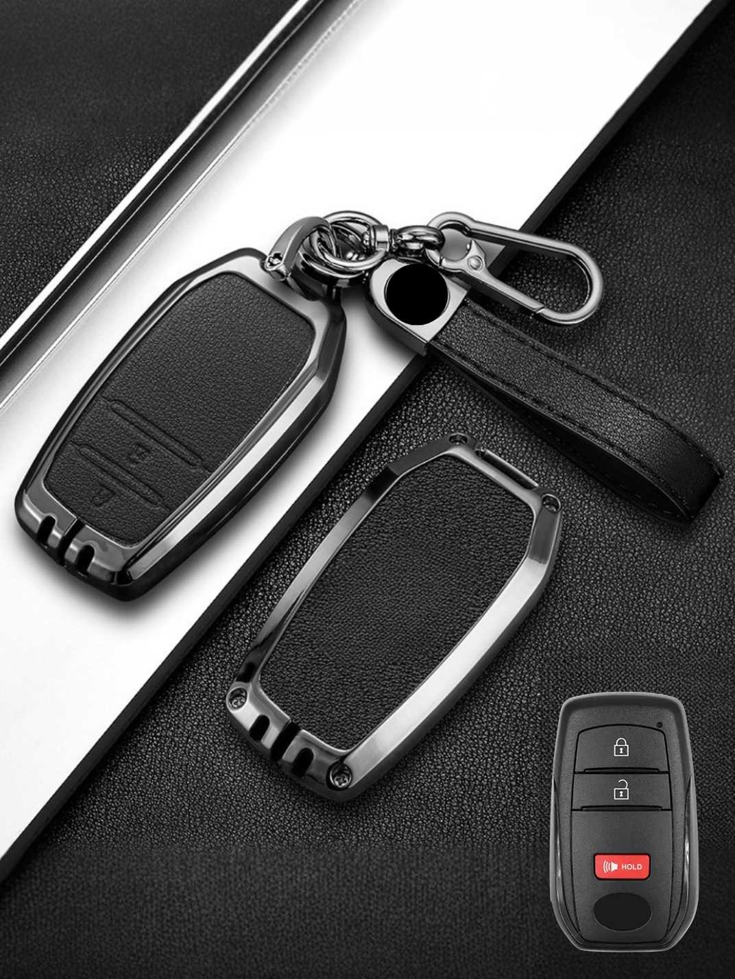 Vintage Leather Metal Alloy Toyota Key Cover