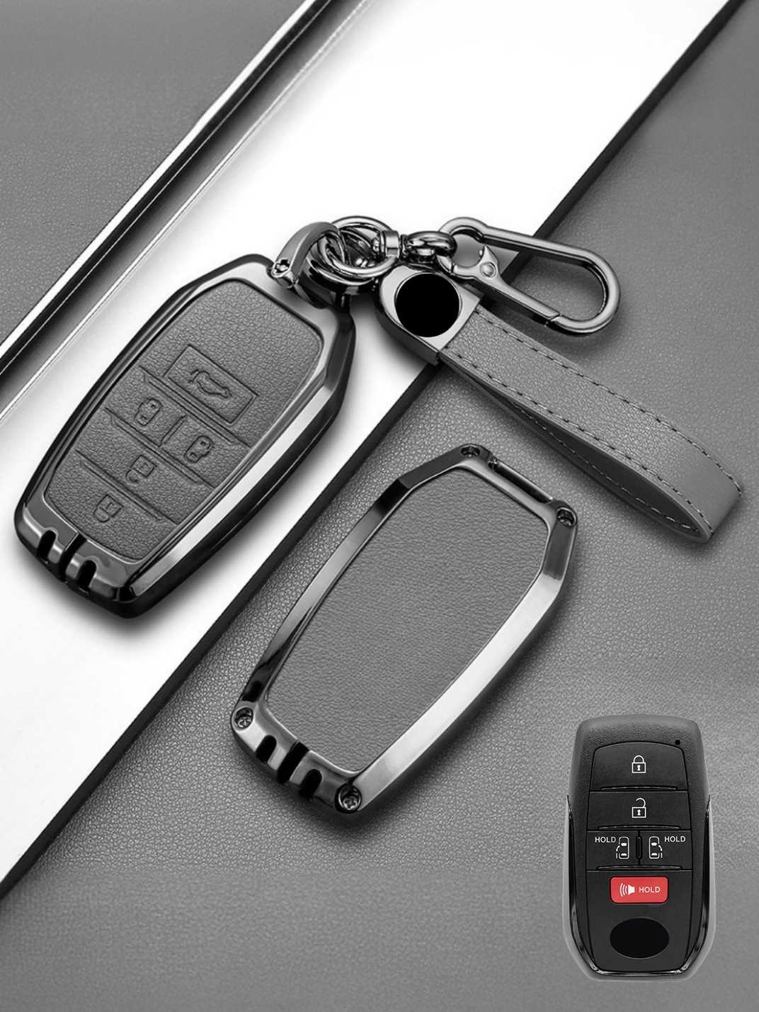 Vintage Leather Metal Alloy Toyota Key Cover