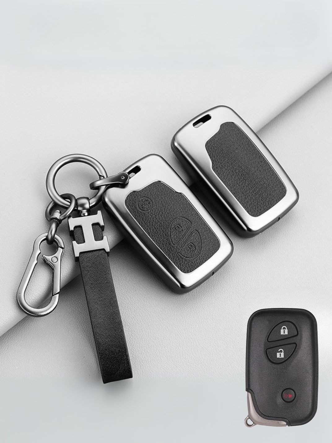 Vintage Leather Metal Alloy Lexus Key Cover