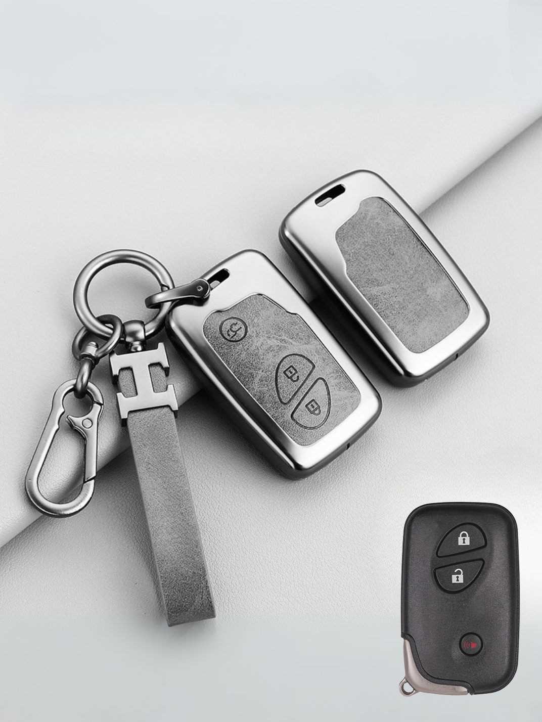 Vintage Leather Metal Alloy Lexus Key Cover