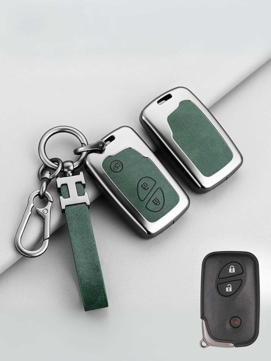 Vintage Leather Metal Alloy Lexus Key Cover