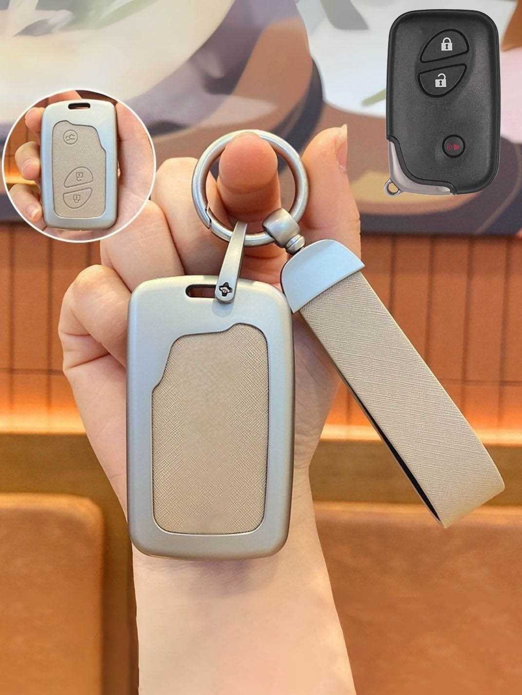 Lexus Key Fob Cover with Leather & Metal Frame