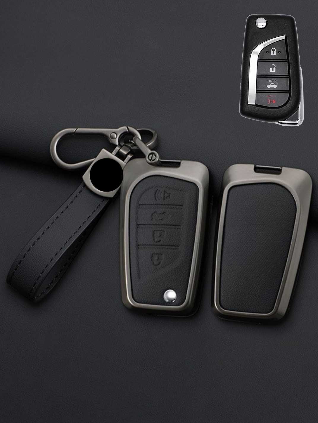 Toyota Key Genuine Leather & Metal Frame