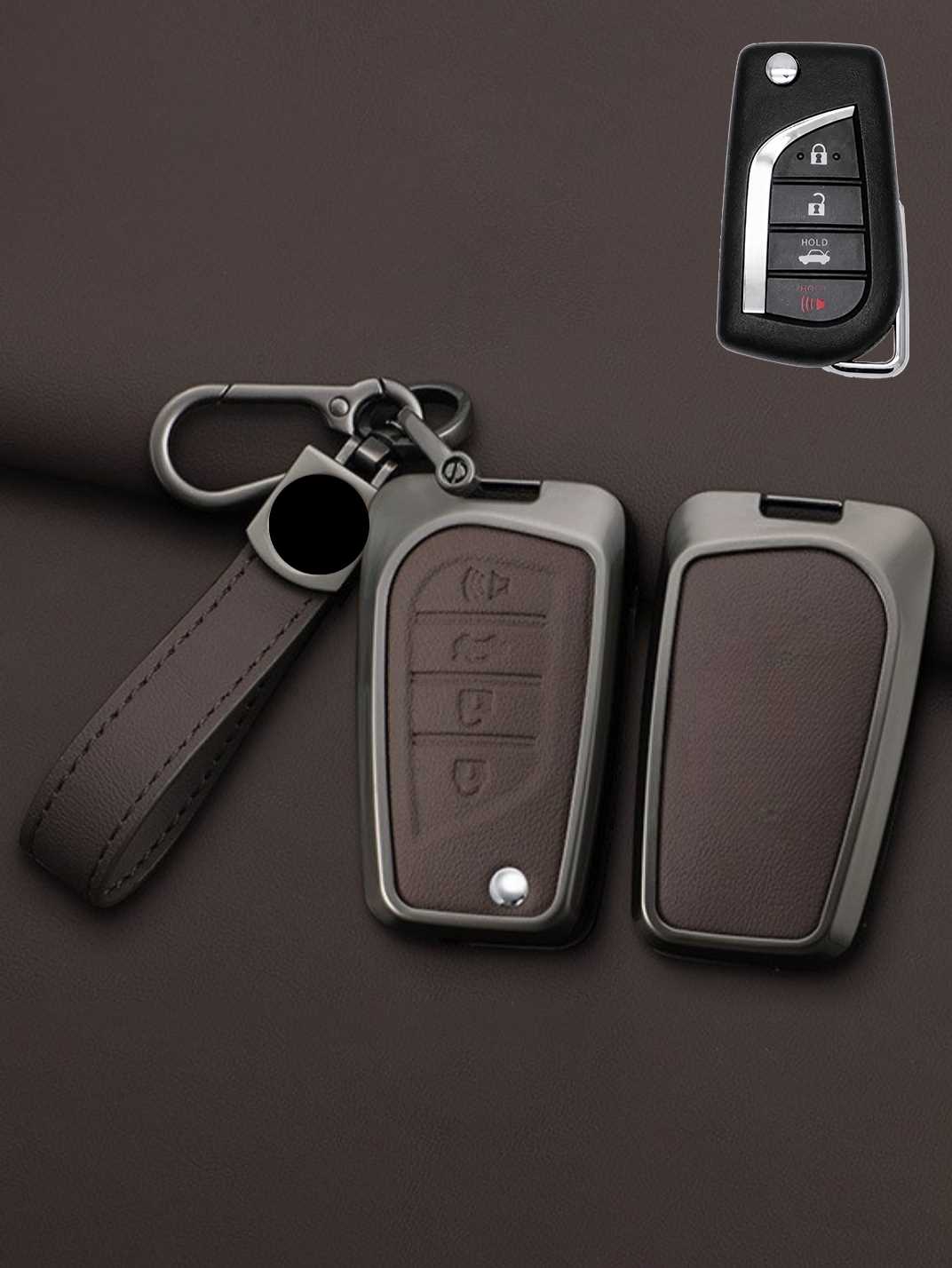 Toyota Key Genuine Leather & Metal Frame