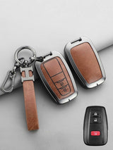 Vintage Leather Metal Alloy Toyota Key Cover