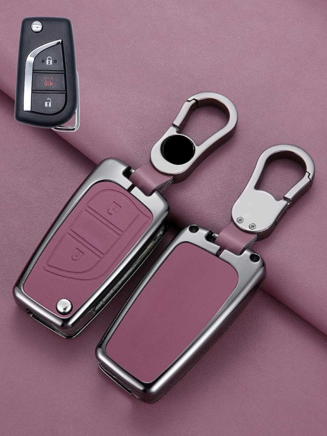 Toyota Key Fob Cover with Leather & Metal Frame