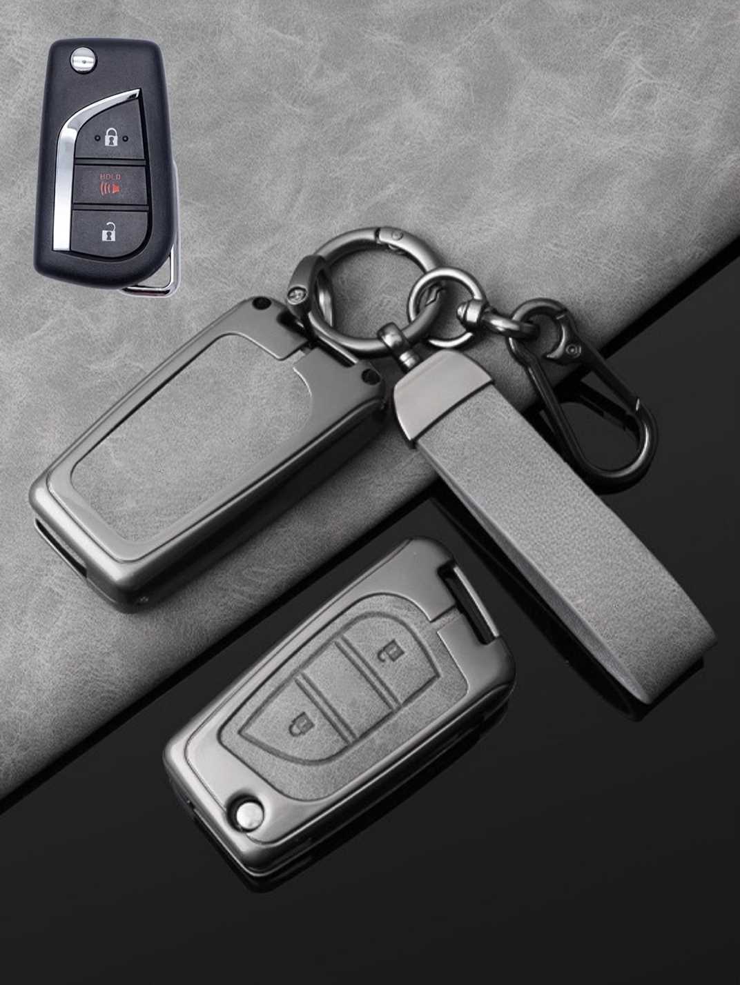 Toyota Key Fob Cover with Leather & Metal Frame