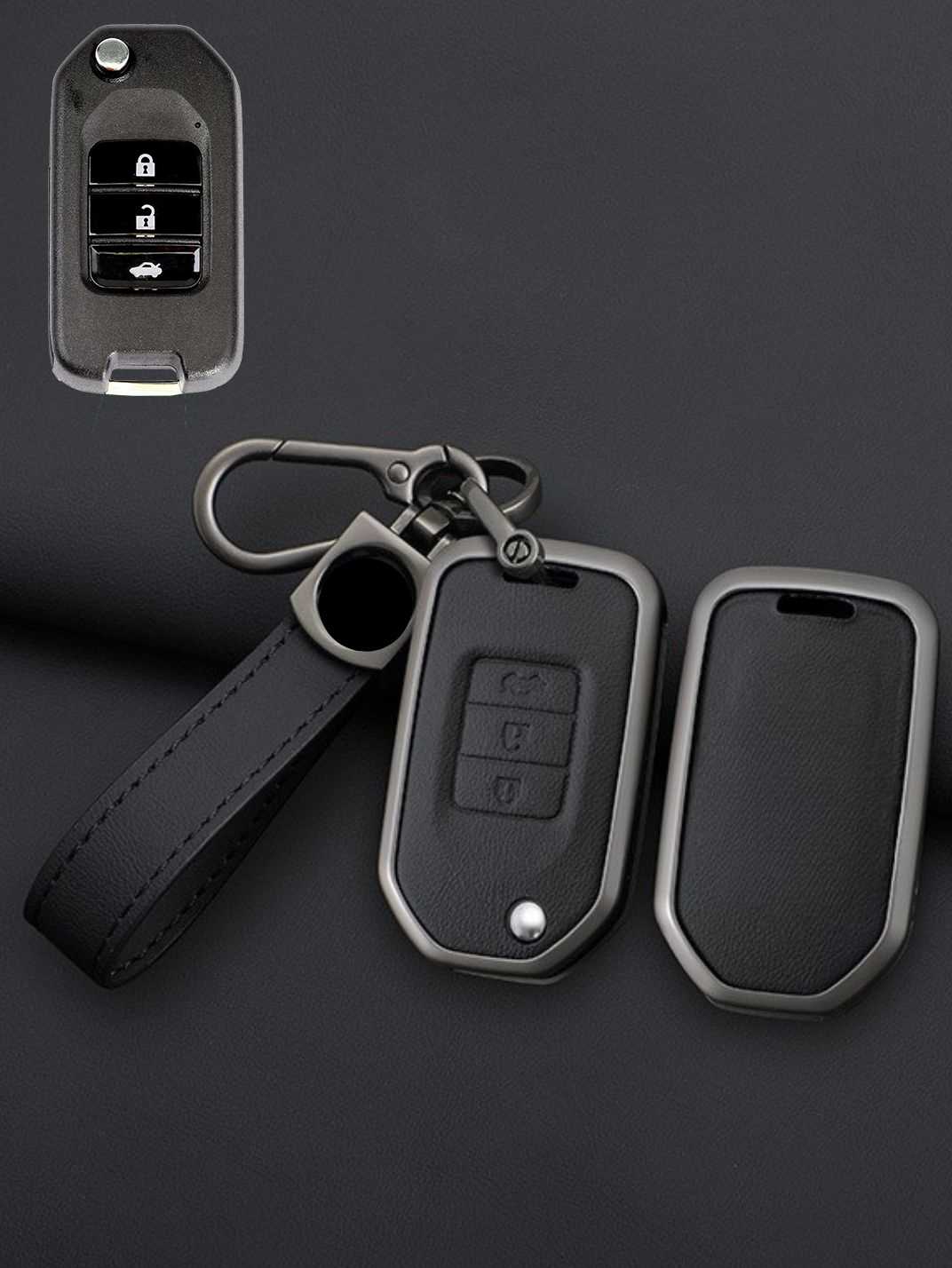 Honda Key Genuine Leather & Metal Frame