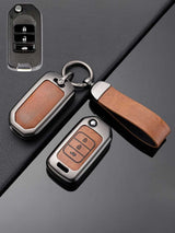 Honda Key Genuine Leather & Metal Frame