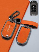Honda Key Fob Cover with Leather & Metal Frame