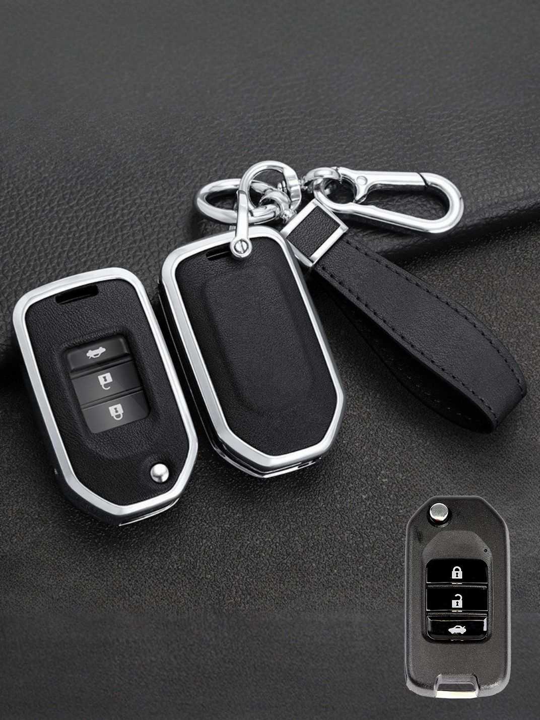 Honda Key Genuine Leather & Metal Frame
