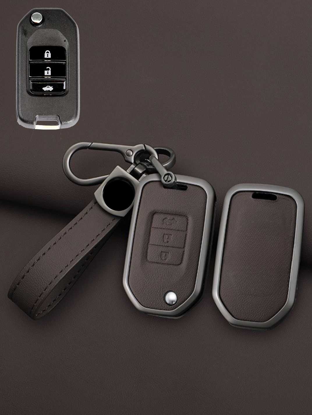 Honda Key Genuine Leather & Metal Frame