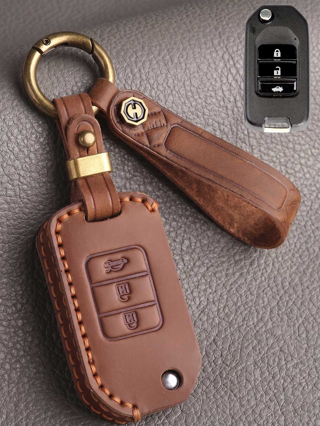 Premium Genuine Leather Honda Key Cover