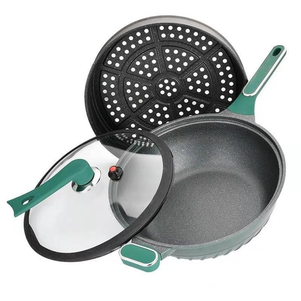 Martoffes™ Frying Non Stick Wok Pan With Steamer