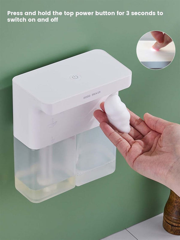 Wall Mounted Double-headed Automatic Touchless Soap Dispenser & Hand Sanitizer For Kitchen Sink Dish Foaming Dispenser Bathroom 